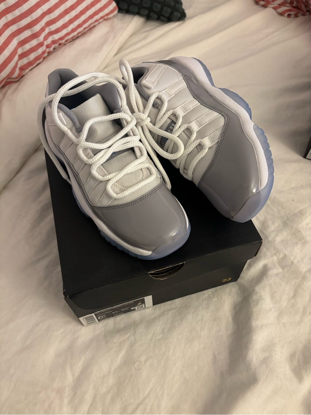 Jordan Kids Retro Low Top Sneakers in Gray and White